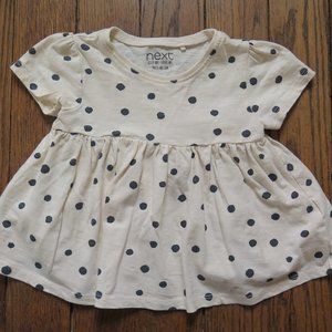 Next Clothing Polka dot peplum top 2-3 years